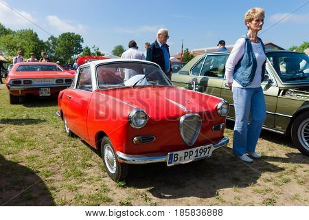 PAAREN IM GLIEN GERMANY - MAY 19: Microcar Goggomobil TS 250 Coupe The oldtimer show in MAFZ May 19 2013 in Paaren im Glien Germany