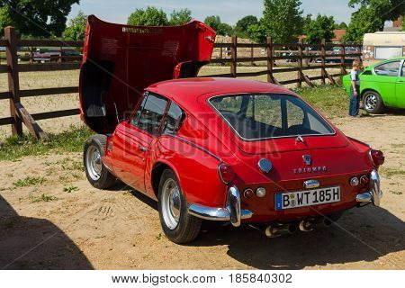 PAAREN IM GLIEN GERMANY - MAY 19: Sport Coupe Triumph GT6 rear view 