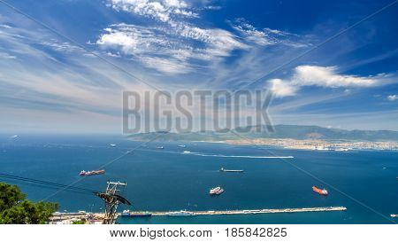 view of the sea and coast from the top of the mountain gibraltar
