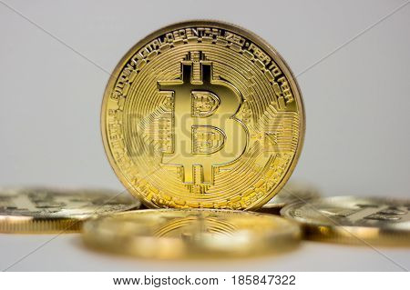 Photo Of Virtual Currency Coin Golden Bitcoin.