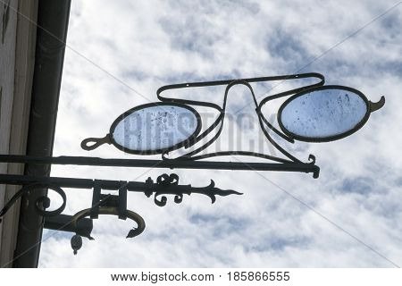 Vintage opticians sign in Ribe in Denmark