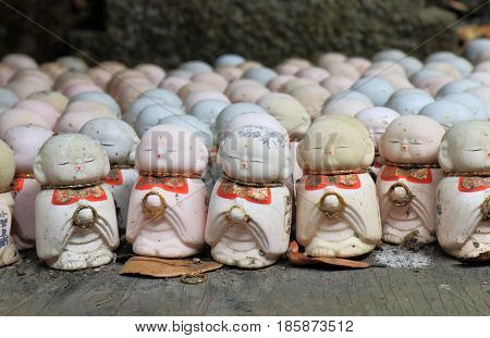 HIROSHIMA JAPAN - MARCH 18, 2017: Buddha statue in Onomichi  historical street.