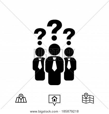 question mark over people icon stock vector illustration