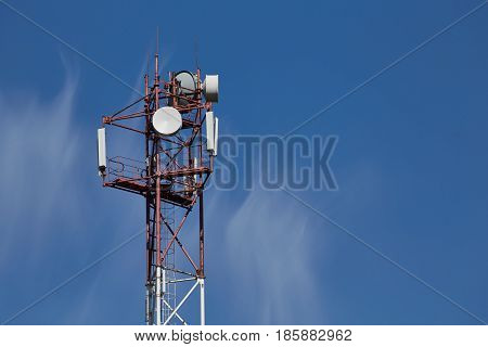cellular antenna on the blue sky background
