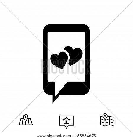 phone with hearts on the screen icon stock vector illustration flat design