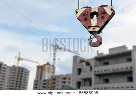 Crane And Building Construction Site.