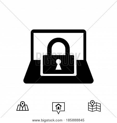 laptop lock icon stock vector illustration flat design