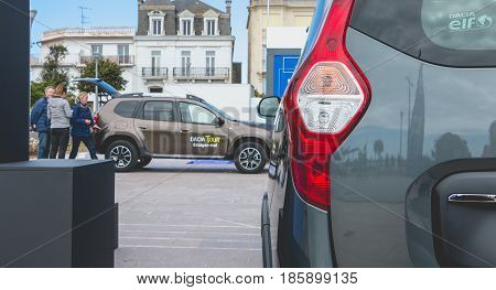 Sables d Olonne France - May 07 2017 : Dacia Tour 2017 is a commercial operation organized by the car builder in order to present its cars throughout France - Close-up on cars