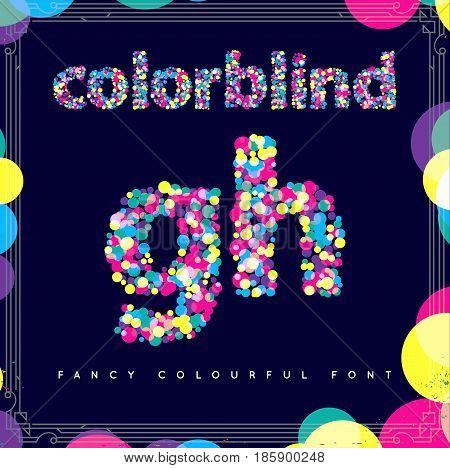 Set of Colorblind Style Font in Vector. Fresh trendy colors.