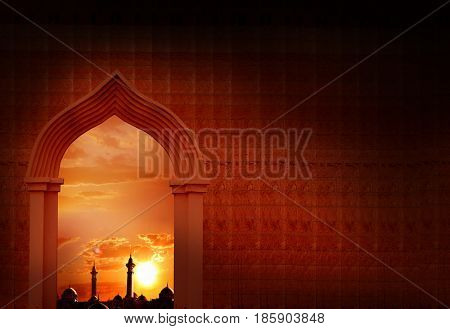 Ramadan Kareem background with  mosque arch.