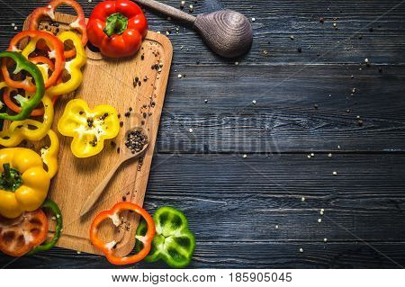Top View Of Sliced Bell Peppers