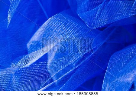 Blue mesh organza fabric abstract texture background