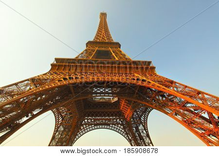 The Eiffel Tower in Paris in the evening