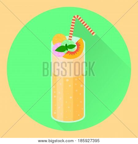 flat circle icon cocktail peach green orange