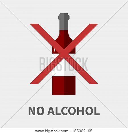 vector sign no alcohol bottle with wine