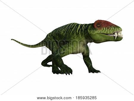 3D Rendering Dinosaur Doliosauriscus On White