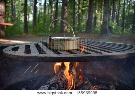 Camp fire cooking in Shawnee National Forest