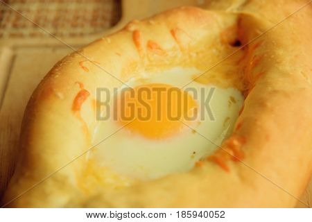 Khachapuri In Adjara With The Egg. The Georgian Cuisine.