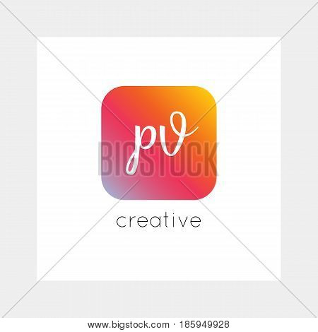 PV logo, vector. Useful as branding, app icon, alphabet combination, clip-art.