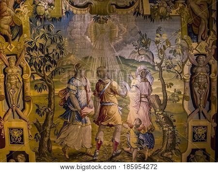 Medieval Tapestry In Ecouen Castle, Ecouen, France