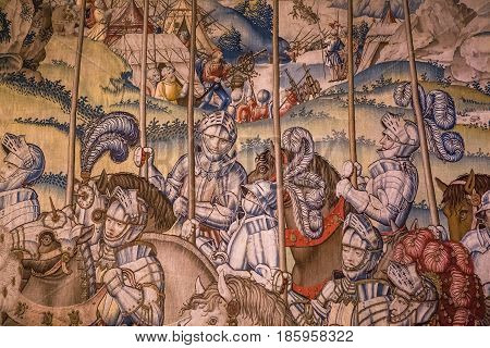 Medieval Tapestry In Ecouen Castle, Ecouen, France