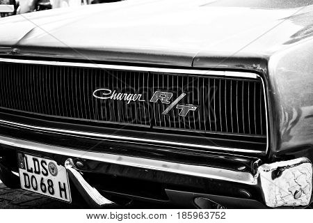 Paaren Im Glien, Germany - May 19: Detail Of The Front Of The Mid-size Car Dodge Charger R/t, (black