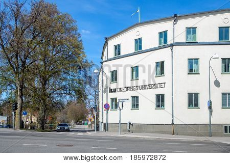 LINKOPING, SWEDEN - MAY 3, 2017: The medical faculty office building at Linkoping University. Linkoping is a famous university town in Sweden.