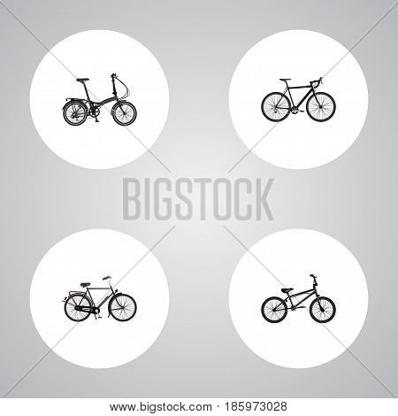 Realistic Extreme Biking, Folding Sport-Cycle, Training Vehicle And Other Vector Elements. Set Of Lifestyle Realistic Symbols Also Includes Folding, Bmx, Cyclocross Objects.
