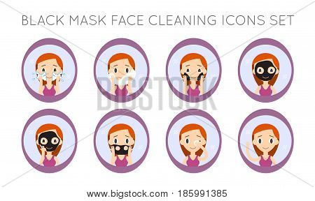 Vector Face Cleaning And Care Actions Set