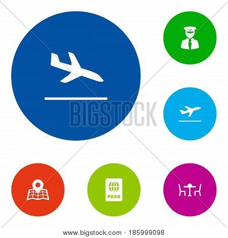 Set Of 6 Land Icons Set.Collection Of Aviator, Restaurant, Letdown And Other Elements.