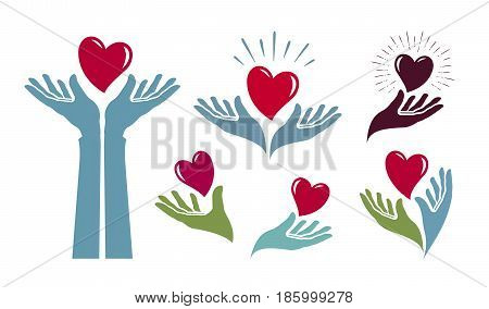 Charity, health logo. Medicine, hospital, life label or icon. Vector illustration isolated on white background