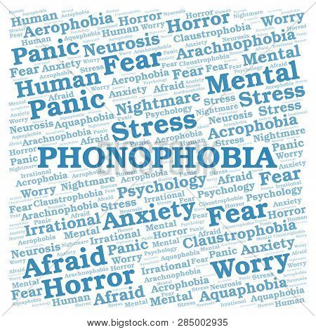 Phonophobia Word Cloud. Wordcloud Made With Text Only.