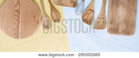 Toned Photo Kitchen Utensils, Food Preparation Cooking Accessorises, Chopping Boards, Wooden Spoons,
