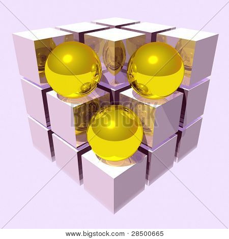 3 Spheres on Cube