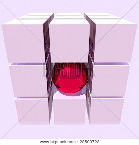 Cube with Red Sphere
