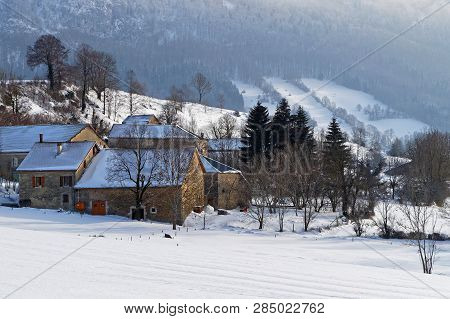Winter Landscape On The Plateau Of Vercors In French Alps