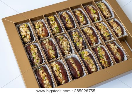 Dates Stuffed With Pistachios In A Box