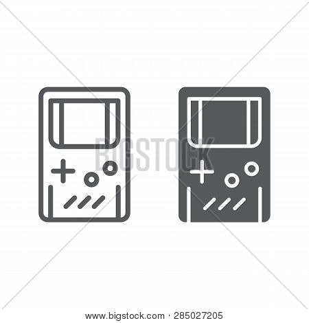 Gameboy Line And Glyph Icon, Leisure And Play, Game Console Sign, Vector Graphics, A Linear Pattern 