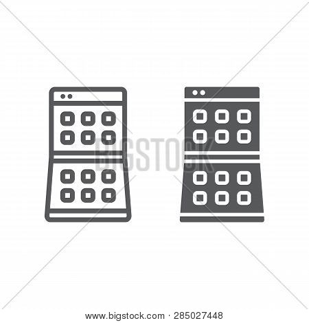 Folding Smartphone Line And Glyph Icon, Device And Communication, Flexible Phone Sign, Vector Graphi