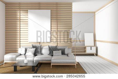 Livingroom Interior Moern Design Japanese Style. 3d Rendering