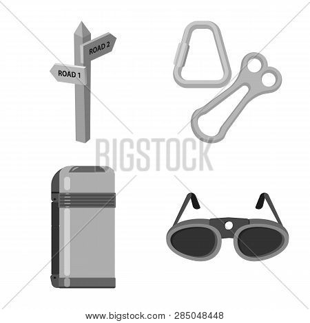 Vector Design Of Mountaineering And Peak Logo. Set Of Mountaineering And Camp Stock Symbol For Web.