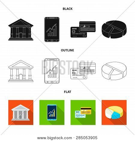 Vector Illustration Of Bank And Money Sign. Collection Of Bank And Bill Stock Symbol For Web.
