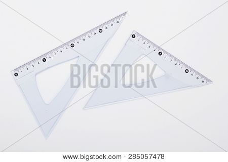 ruler metric at white background, top view
