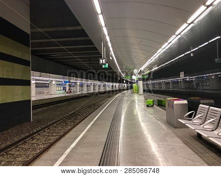 VIENNA, AUSTRIA - JULY 2018 : Vienna City Airport Train (CAT) transfer terminal situated in the Wien Mitte station, Landstrasse district in Vienna, Austria on July 15, 2018