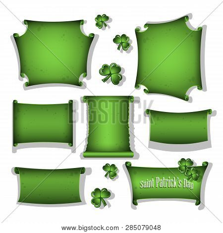 Set Of Scrolls For St Patricks Day Greeting Cards.