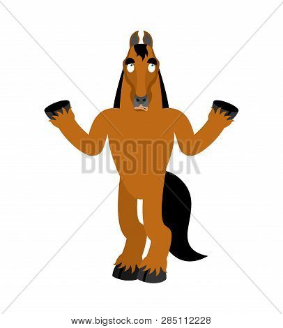 Horse Confused Oops. Steed Perplexed Emotions. Hoss Surprise. Vector Illustration