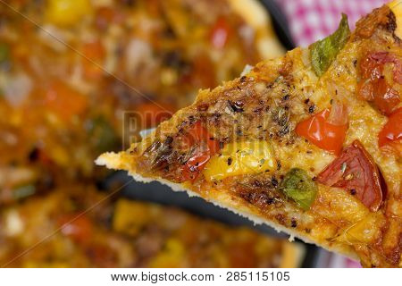 Pizza With Sauce, Bellpepper, Seasoning, Tomato In White Background
