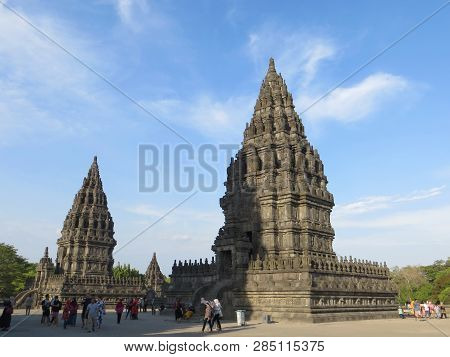 Yogyakarta, Indonesia - October 31, 2018: Some Tourist Visiting Prambanan Temple. Prambanan Temple C
