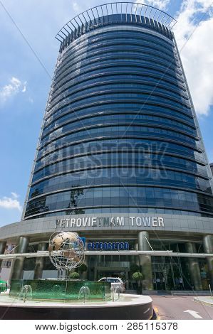 Ho Chi Minh City, Vietnam - August 24, 2017: Toa Nha Petrovietnam Tower Building Exterior