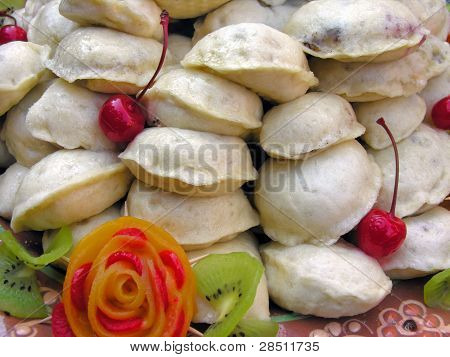 Close-up van Vareniks (dumplings)